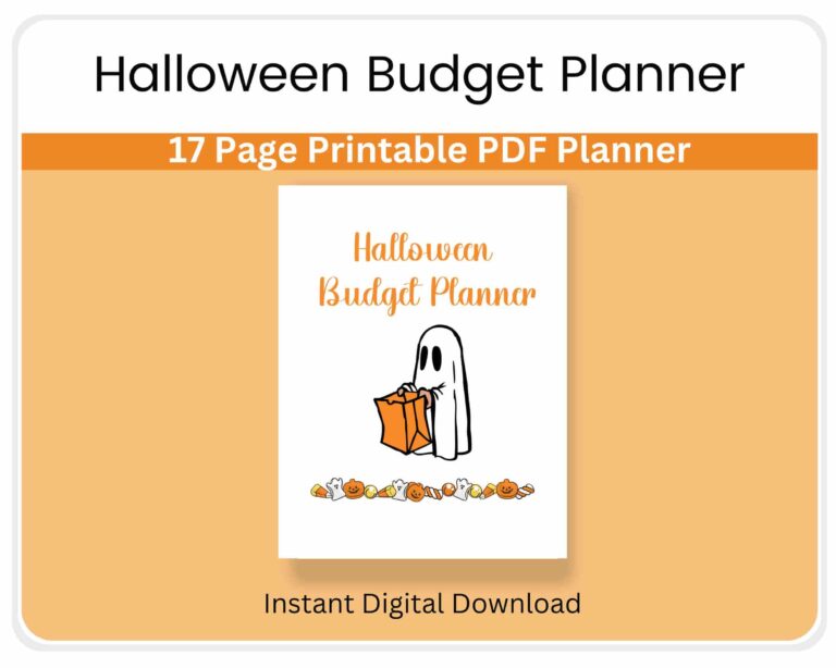 Halloween Budget Planner Mockup with white ghost