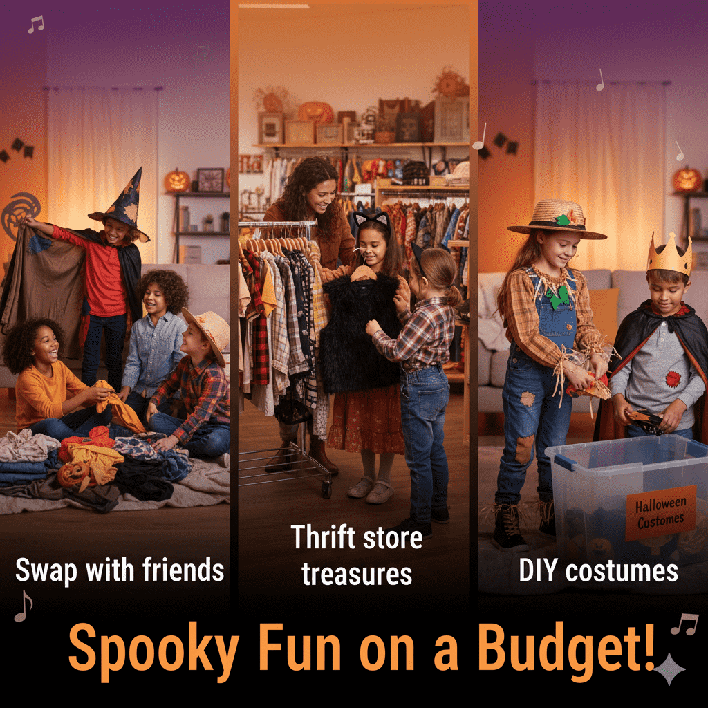 alloween Costumes on a Budget, swap with friends, thrift store treasures, diy